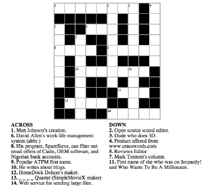 Celebrity Crossword Puzzles on You Are A Crossword Puzzle