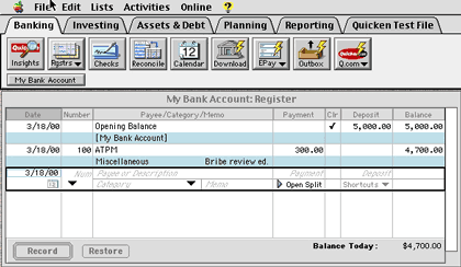 create checking account quicken for mac